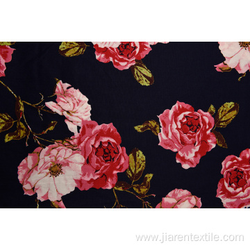 Big Peony Pattern Black Background Printed Fabrics